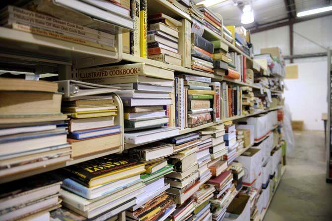 Donated books sit on the shelves of the Friends of the Library Book Barn on Tuesday, Mar. 3, 2015. Books are donaetd for the annual Book Bazaar.