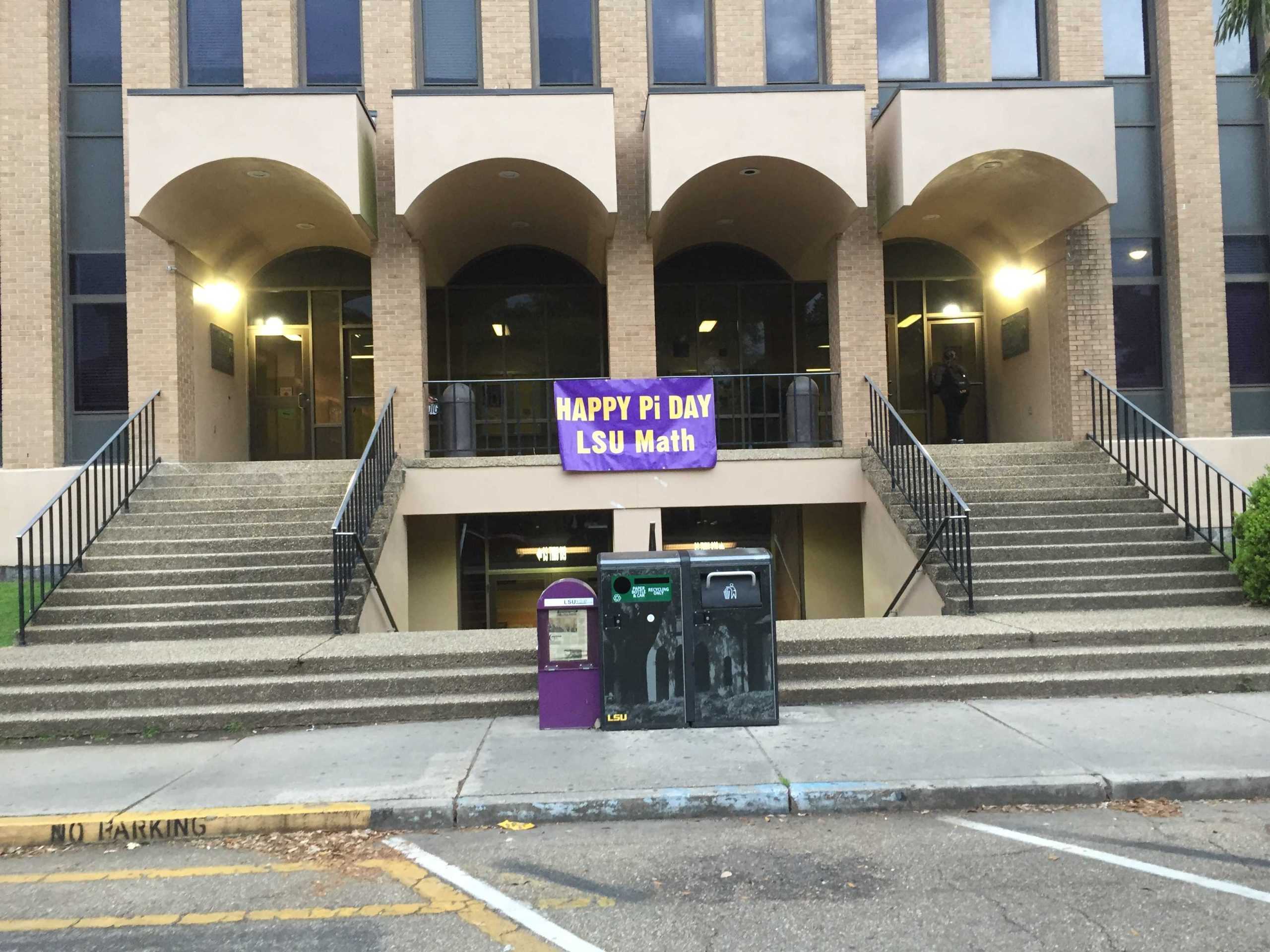 Update: "Happy Pi Day" banner returned to Lockett Hall after theft