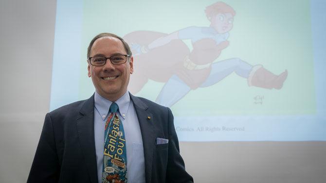 University of Minnesota physics professor James Kakalios presents science of superheroes on Saturday, March 11, 2017, in Nicholson Hall.