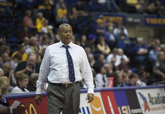 LSU head coach Johnny Jones watches the play during the Tigers' 88-63 loss to South Carolina on Wednesday, Feb. 1, 2017 at the Pete Maravich Assembly Center.