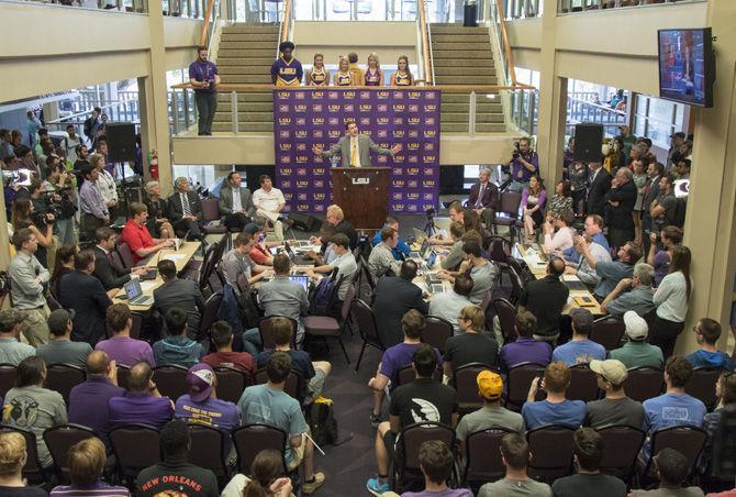 LSU head basketball coach Will Wade speaks during his introductory press conference on Wednesday, March 22, 2017, in the Student Union.