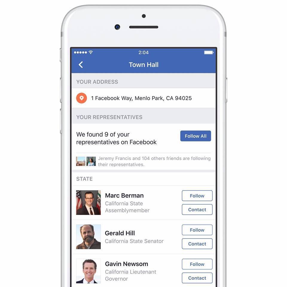 Facebook Town Hall feature connects users to representatives