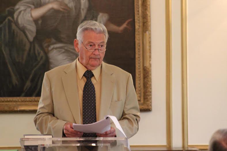 James Lee McDonough, author of&#160; &#8220;William Tecumseh Sherman: In the Service of My Country,&#8221; speaks about Sherman&#8217;s time at LSU in the French House on LSU&#8217;s campus on Tuesday, April 4, 2017.