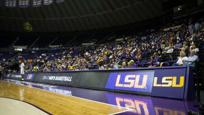 LSU men's basketball fans watch the game during the Tigers&#8217; 78-70 loss to Arkansas on Saturday, Feb. 11, 2017, in the Pete Maravich Assembly Center.