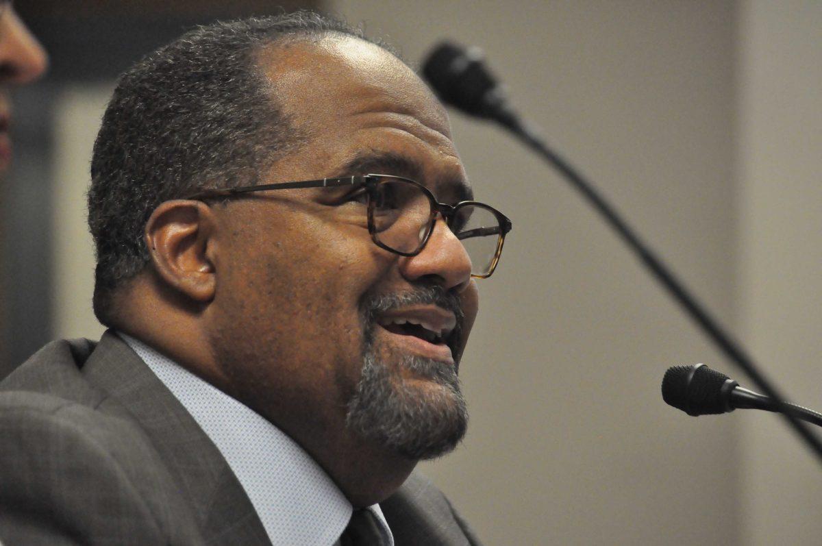 Sen. Troy Carter, D-New Orleans, looks on as his bill to raise the minimum wage is debated during Wednesday&#8217;s Senate Committee on Finance hearing.&#160;