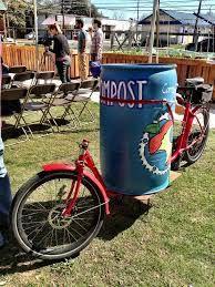 A compost bin sits on a bicycle at the in.gedients store in Austin, Texas.