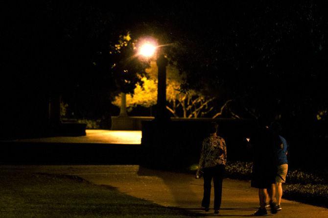 LSU Student Government, Facility Services embark on walk to identify problems with campus lighting