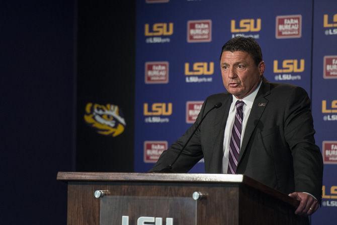 Lunch with Coach O: Coach Orgeron addresses Tropical Storm Harvey