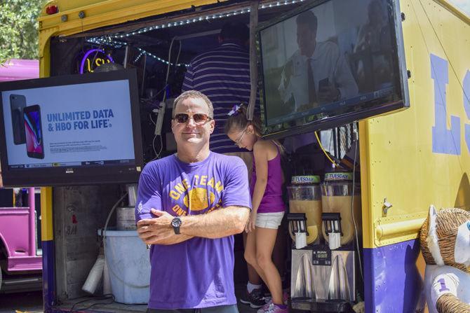 LSU fans enjoy their tailgate on Saturday, Sept. 23, 2017, on LSU campus.