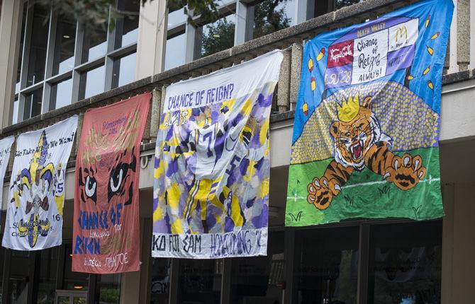 LSU greek life posters being displayed at the LSU student union for homecoming week on Monday Sept. 26, 2016, on LSU campus.