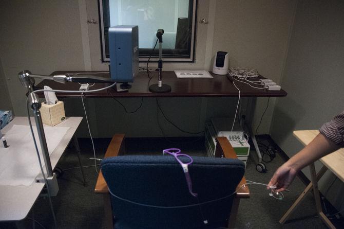 Speech banking equipment sits in the LSU Speech Acoustics &amp; Movement Lab in Hatcher Hall on Tuesday, Sept. 26, 2017.