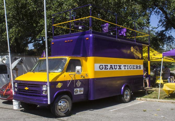 Tiger fans tailgate outside of Lockett Hall on Sept. 20, 2017.