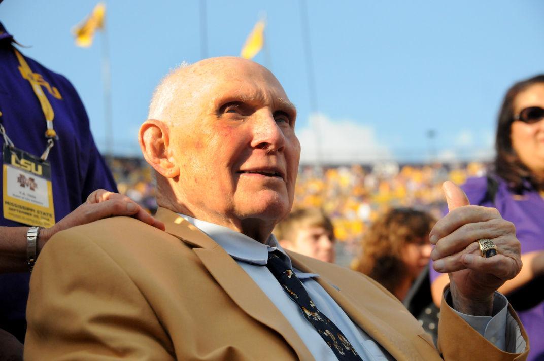 Former LSU and NFL quarterback Yelberton Abraham Tittle attended the LSU game against Mississippi State in Tiger Stadium Saturday September 20, 2014 where LSU lost 34-29.