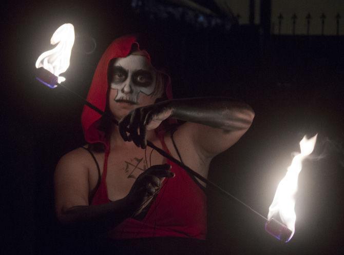 LSU student leads fire dancing troupe at Necropolis 13