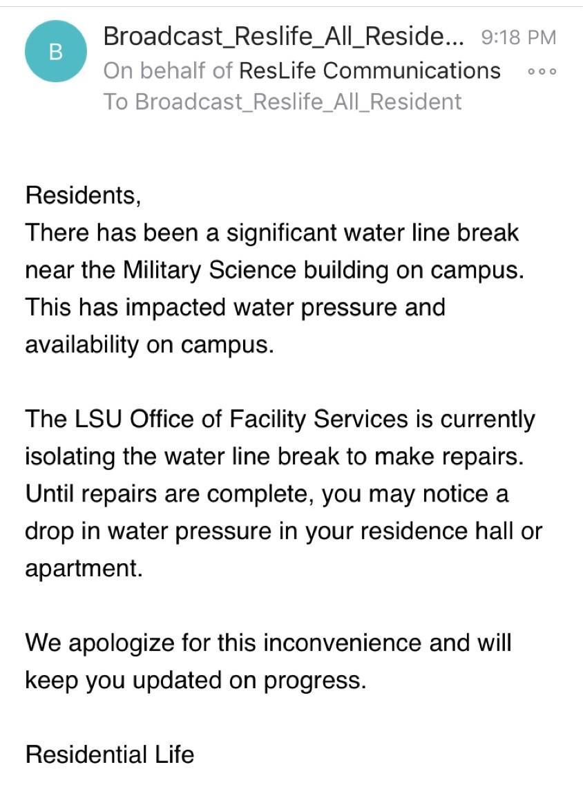 Water Line Email