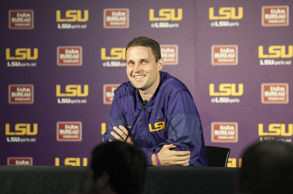 LSU men's basketball coach Will Wade speaks to the media on Tuesday, Oct. 24, 2017, at the basketball media day in the PMAC.