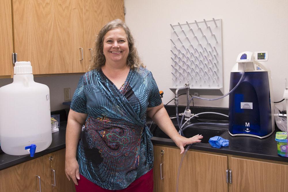 LSU associate professor Kristine DeLong talks about her research off the coast of Alabama studying an underwater forest dating back to the most recent ice age on Friday, Oct. 6, 2017, in Howe Russell Hall.