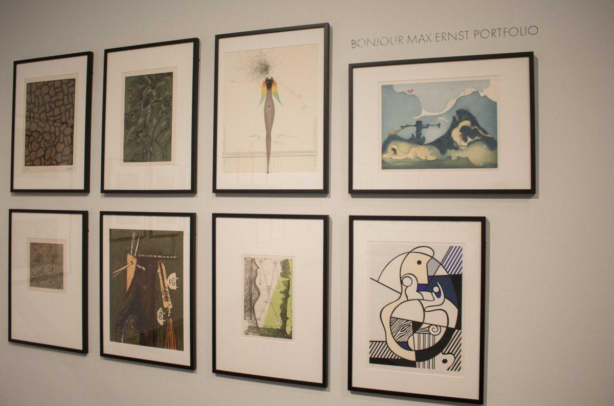 A wall entitled "Bonjour Max Ernst Portfolio" is on display as part of LSU Museum of Art's exhibit Bonjour | Au Revoir Surr&#233;alisme at the Shaw Center for the Arts on Oct. 11, 2017.