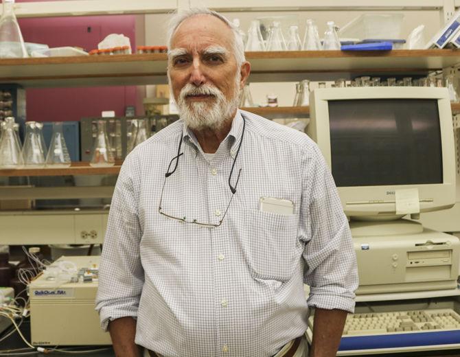 LSU Professor, Dr. R. Eugene Turner presents his research on shrinking body weight in fish on Friday, Oct. 13th, 2017 in the Energy, Coast, and Environment Building.