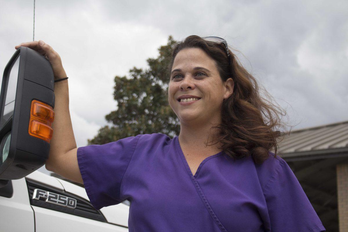 LSU veterinary technician Darla Garon talks about "Champions of the Cause," an equine health care award she received, at the LSU Veterinary Teaching Hospital on Friday, Oct. 30, 2017.