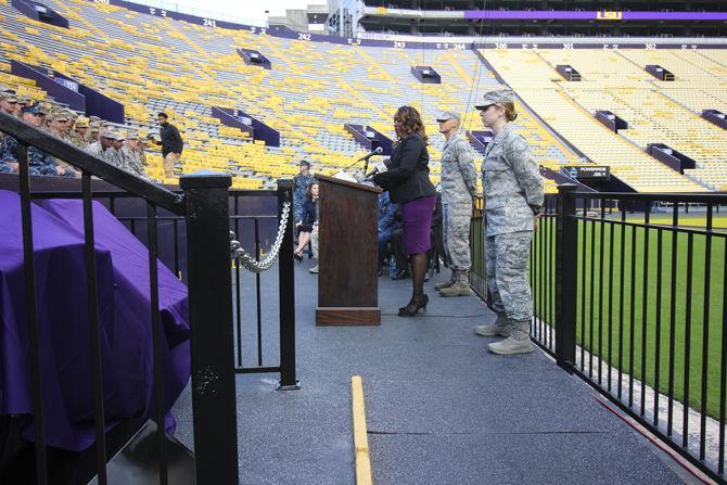 Chair dedicated to prisoners of war, soldiers missing in action unveiled at Tiger Stadium