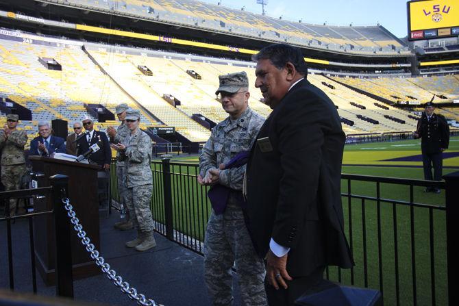 Chair dedicated to prisoners of war, soldiers missing in action unveiled at Tiger Stadium