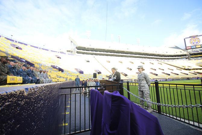 Chair dedicated to prisoners of war, soldiers missing in action unveiled at Tiger Stadium