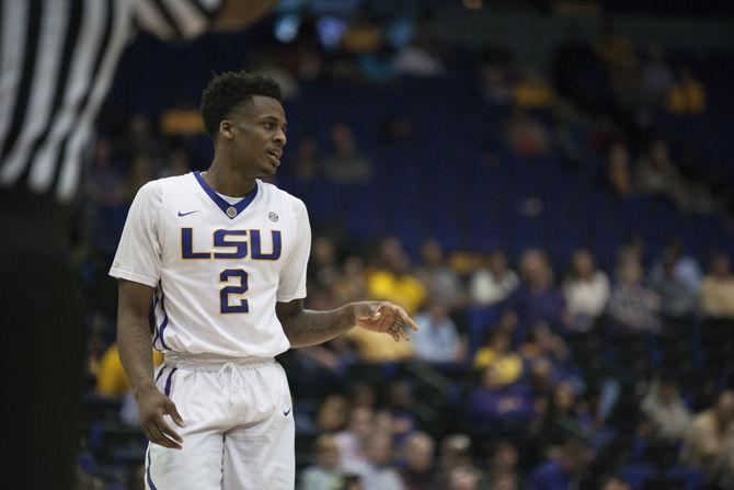 LSU sophomore guard Antonio Blakeney (2) watches the play during the Tigers' 88-63 loss to South Carolina on Wednesday, Feb. 1, 2017 at the Pete Maravich Assembly Center.