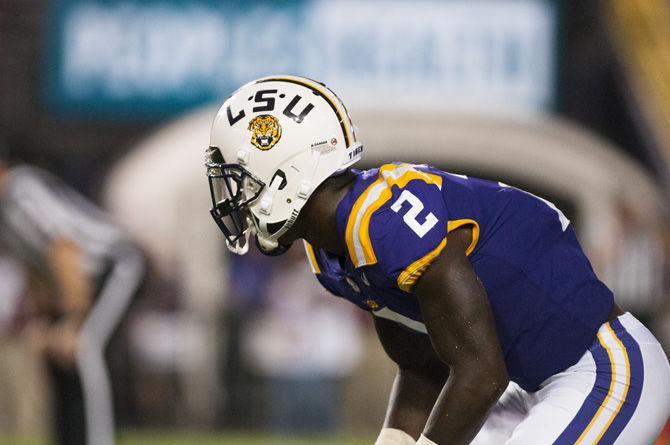 LSU junior cornerback Kevin Toliver II (2) prepares to make a play during Tigers&#8217; 24-21 loss against Troy on Saturday, Sept. 30, 2017, in Tiger Stadium.