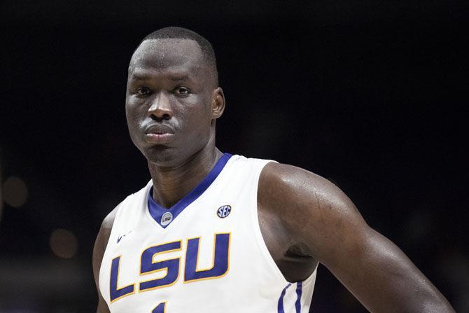 LSU senior forward Duop Reath (1) waits for the play to start during the Tigers&#8217; 77-63 win against Texas A&amp;M on Tuesday, Jan. 23, 2018, in the PMAC.