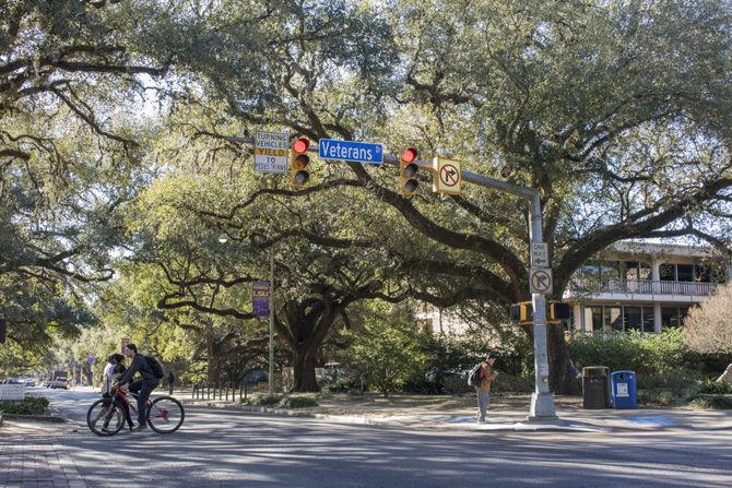 The newly renamed Veterans Drive intersects with Highland Road near the LSU Student Union on Tuesday, Nov. 28, 2017.