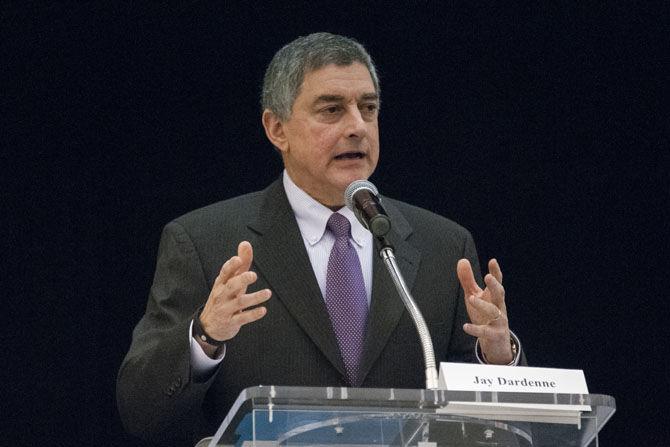 Louisiana Commissioner of Administration and former Louisiana Secretary of State Jay Dardenne keynotes the Louisiana Redistricting Summit at the Lod Cook Alumni Center on Friday, Jan. 19, 2018.