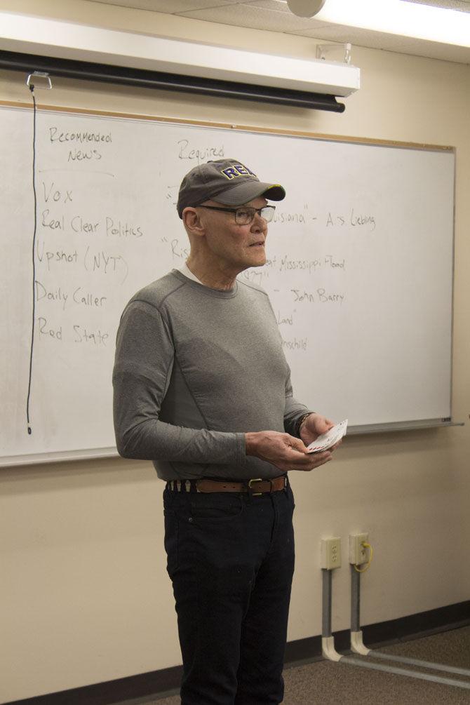 James Carville lectures students in his mass communication class on Tuesday, Jan. 23, 2018 at LSU.