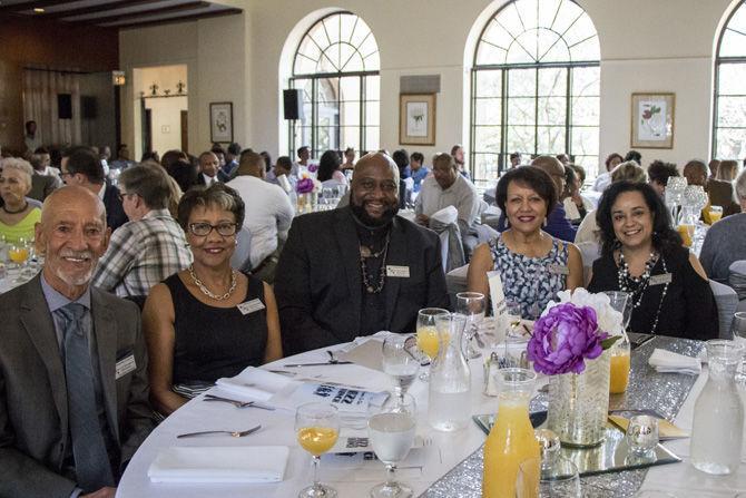 Members of the "Distinction Honorees" table gather at the Clarence L. Barney, Jr. African American Cultural Center (AACC) Jazz Brunch on Saturday, Feb. 24, 2018, in the LSU Club at Union Square.