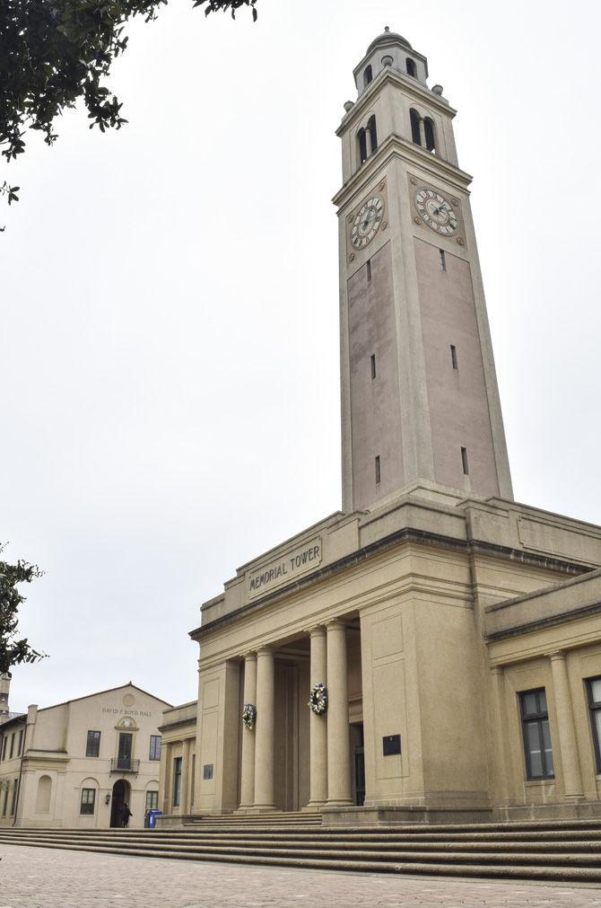 LSU Memorial Tower stands tall on Tuesday, Jan. 9, 2018 on LSU campus.