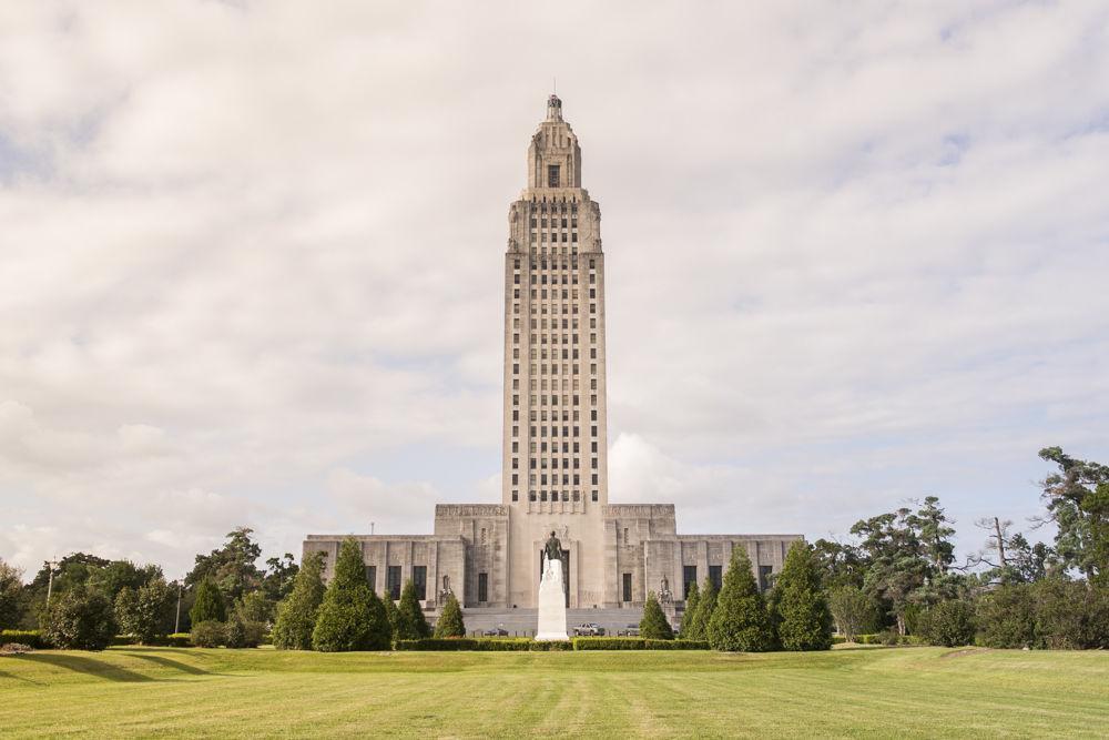 The Louisiana state capitol stands tall on Oct. 2, 2017, in downtown Baton Rouge.