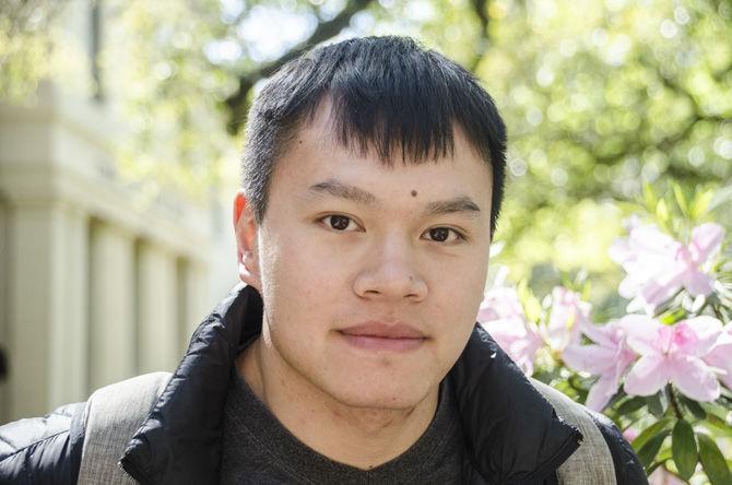 LSU computer science senior Nam Vu sits in the LSU Quad on Monday, March 12, 2018.