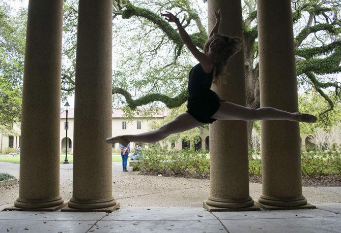 LSU engineer freshman and ballet dancer Emily McConnell practices her jumps on Tuesday, Feb. 27, 2018 on LSU campus.