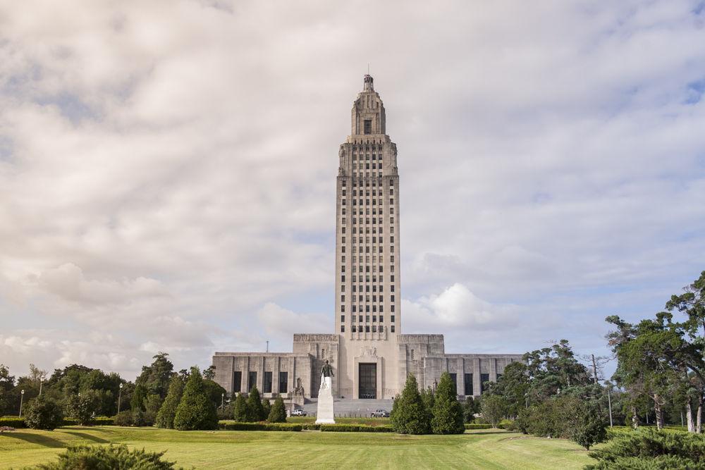 The Louisiana state capitol stands tall on Oct. 2, 2017, in downtown Baton Rouge.