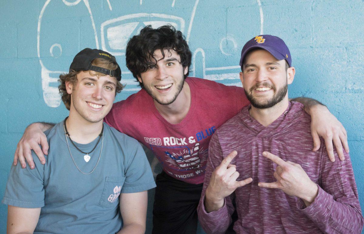 Logan Maggio (left), Jude Housewright (center) and Michael Rayburn (right) discuss their local band BURNHOUSE at an interview at French Truck Coffee on Tuesday, March 6, 2018.&#160;