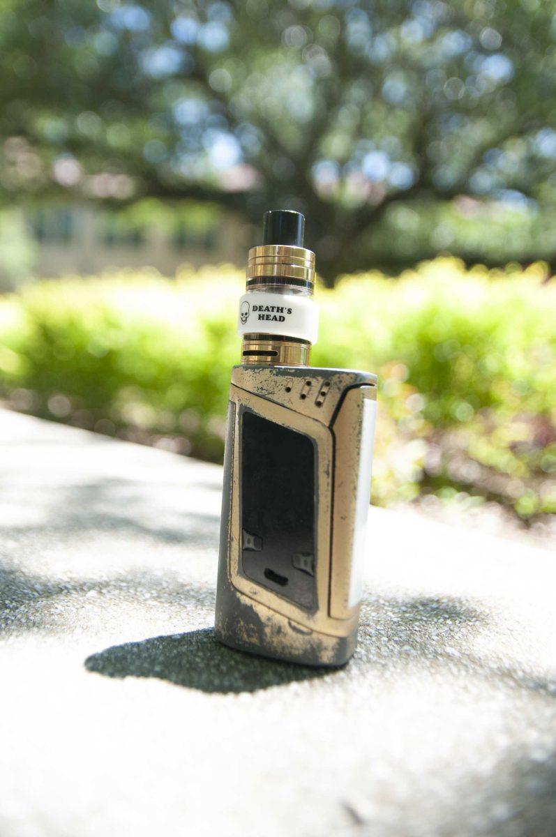 A vape sits on a bench on Tuesday, April 24, 2018.