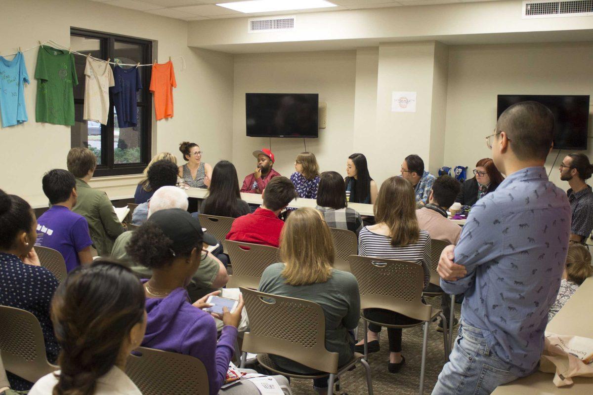 Audience members listen to a panel at the Delta Mouth literary festival on Saturday, April 7, 2018 in the Women's Center on LSU's campus.