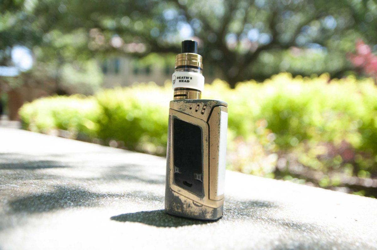 A vape sits on a bench on Tuesday, April 24, 2018.