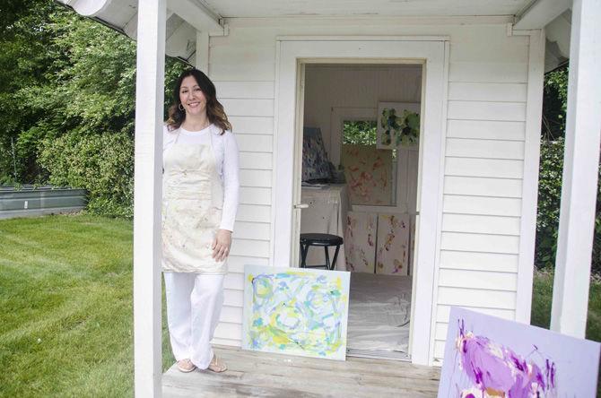 LSU alumna Melissa Troxell showcases her artwork in her backyard studio on Friday, April 13, 2018.