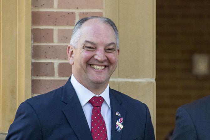 Gov. John Bel Edwards stands on the side on Wednesday, Jan. 31, 2018, at the William A. Brookshire Military &amp; Veterans Student Center Ribbon-Cutting Ceremony.