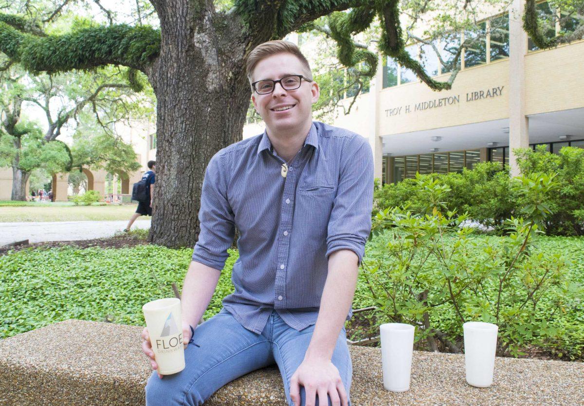 LSU mechanical engineering graduate student Sean King talks about developing Floe Drinkware at Middleton Library on Monday, April 9, 2018 on LSU campus.