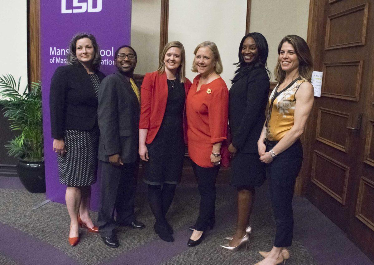 Panelists for Hear Them Roar: Voicing the Truth of Sexual Harassment in Media &amp; Politics include (from left to right) Sadie Wilks, Steve Bien-Aim&#233;, Amy Brittain, former Sen. Mary Landrieu, Michelle Craig and Gloria Riviera in the Journalism Building on LSU campus on Thursday, April 12, 2018.