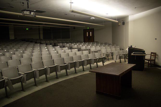 A classroom sits empty in the basement of Lockett hall on Sept. 6, 2016.