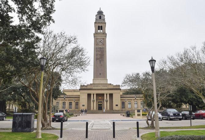 LSU Memorial Tower stands tall on Tuesday, Jan. 9, 2018 on LSU campus.