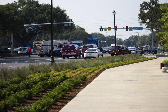 LSU students struck by car pushed onto sidewalk near Nicholson Drive, driver cited